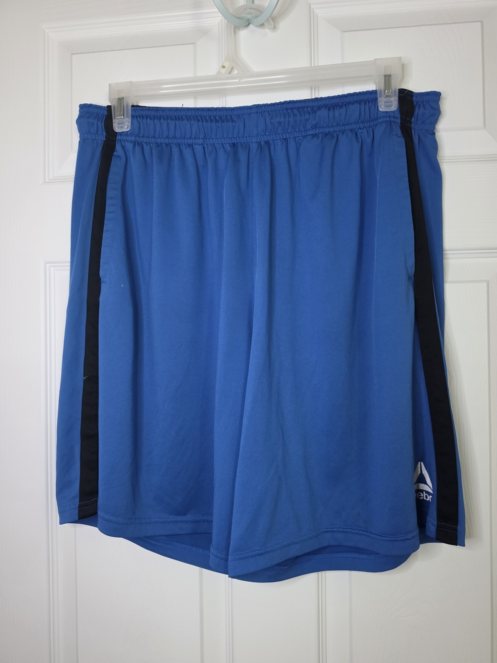 Reebok Men's Blue Reebock Shorts with Black Side Stripes